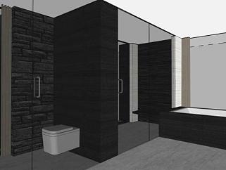 现代隔断浴室厕所SU模型下载_sketchup草图大师SKP模型