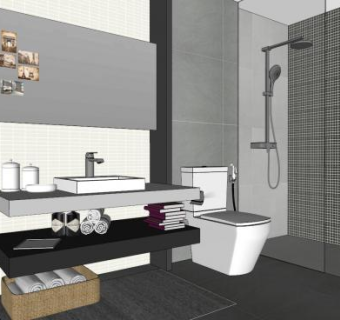 美丽浴室卫浴SU模型下载_sketchup草图大师SKP模型