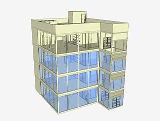 现代<em>复式</em>住宅建筑SU模型下载_sketchup草图大师SKP模型