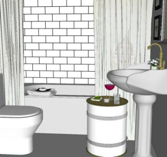 老式浴室卫生间SU模型下载_sketchup草图大师SKP模型