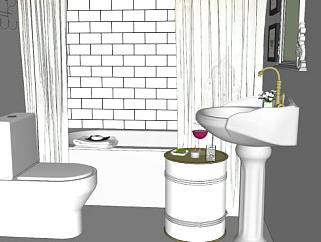 老式浴室卫生间SU模型下载_sketchup草图大师SKP模型
