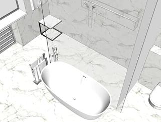 现代卫生间瓷砖卫浴SU模型下载_sketchup草图大师SKP模型