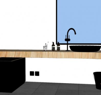 现代浴室柜台面浴室SU模型下载_sketchup草图大师SKP模型