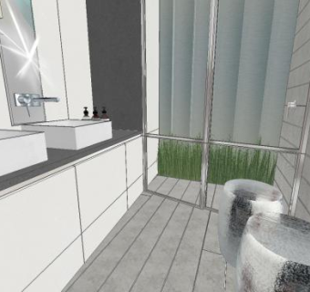 开放式公寓浴室SU模型下载_sketchup草图大师SKP模型