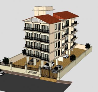 现代欧式小区居民房SU模型下载_sketchup草图大师SKP模型