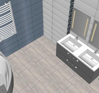 现代蓝白浴室卫生间SU模型下载_sketchup草图大师SKP模型