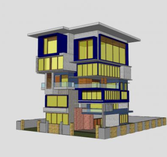 复式别墅住宅SU模型下载_sketchup草图大师SKP模型