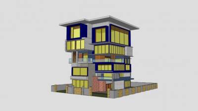 复式别墅住宅SU模型下载_sketchup草图大师SKP模型