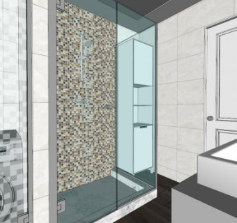 现代玻璃沐浴浴室装修SU模型下载_sketchup草图大师SKP模型