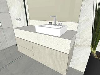 现代小型浴室卫生间SU模型下载_sketchup草图大师SKP模型