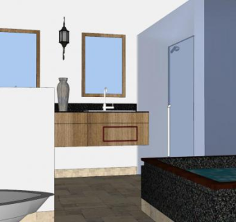 现代简约卫生间浴室SU模型下载_sketchup草图大师SKP模型