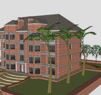 中型居民住宅楼SU模型下载_sketchup草图大师SKP模型