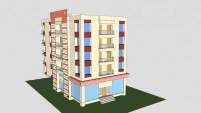 现代小区住宅楼SU模型下载_sketchup草图大师SKP模型