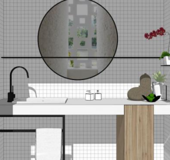 现代简约厕所卫生间SU模型下载_sketchup草图大师SKP模型