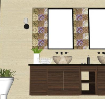 简欧浴室卫浴柜SU模型下载_sketchup草图大师SKP模型