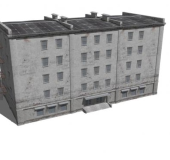 老式工业楼外观建筑SU模型下载_sketchup草图大师SKP模型