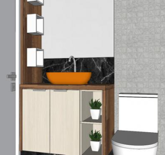 现代小型厕所卫生间SU模型下载_sketchup草图大师SKP模型