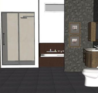 现代玻璃浴室卫生间SU模型下载_sketchup草图大师SKP模型