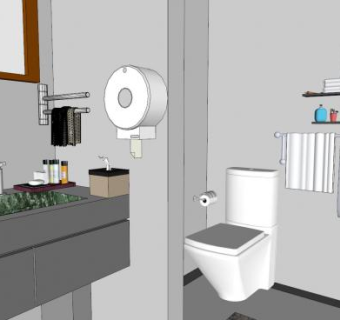 现代厕所隔离浴室装饰SU模型下载_sketchup草图大师SKP模型