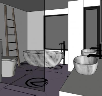 现代卫生间浴室装修SU模型下载_sketchup草图大师SKP模型