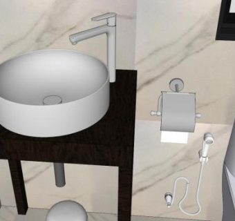 豪华卫生间洗手盆SU模型下载_sketchup草图大师SKP模型