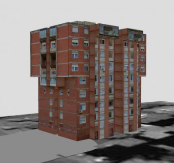 红砖居民楼建筑SU模型下载_sketchup草图大师SKP模型