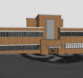 植物科学院大楼建筑SU模型下载_sketchup草图大师SKP模型
