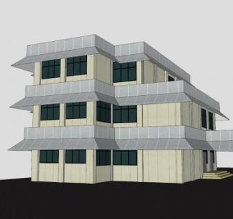 现代工业大楼建筑SU模型下载_sketchup草图大师SKP模型