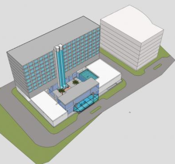 简易酒店建筑SU模型下载_sketchup草图大师SKP模型
