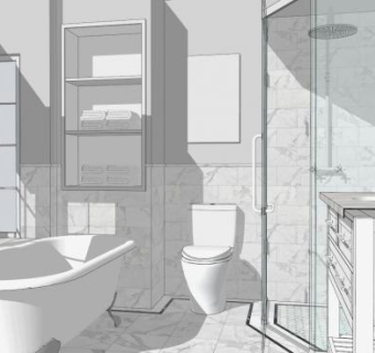 现代浴缸内部卫生间SU模型下载_sketchup草图大师SKP模型