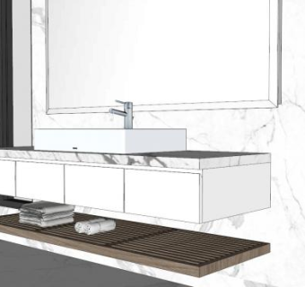 卫浴大理石盥洗盆SU模型下载_sketchup草图大师SKP模型