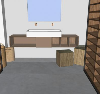 现代浴室样品陈列室SU模型下载_sketchup草图大师SKP模型