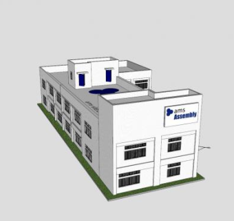 现代工业厂房建筑SU模型下载_sketchup草图大师SKP模型