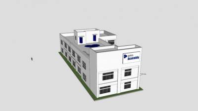 现代工业厂房建筑SU模型下载_sketchup草图大师SKP模型