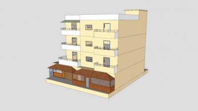 现代四层楼房建筑SU模型下载_sketchup草图大师SKP模型