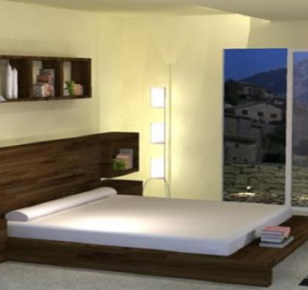 现代简朴室内卧室SU模型下载_sketchup草图大师SKP模型