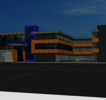 小型学校建筑SU模型下载_sketchup草图大师SKP模型