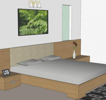 现代卧室最好的床SU模型下载_sketchup草图大师SKP模型