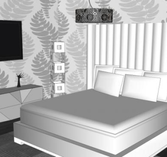 现代简约魅惑卧室装修SU模型下载_sketchup草图大师SKP模型