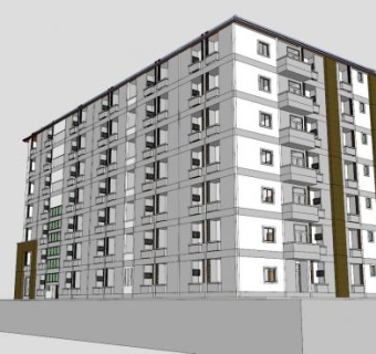 简约公寓外观建筑SU模型下载_sketchup草图大师SKP模型