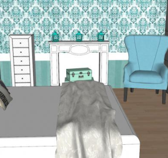 欧式风格卧室装修SU模型下载_sketchup草图大师SKP模型