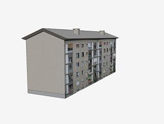五层美式住宅楼SU模型下载_sketchup草图大师SKP模型