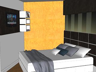 第四床头板壁龛卧室装修SU模型下载_sketchup草图大师SKP模型