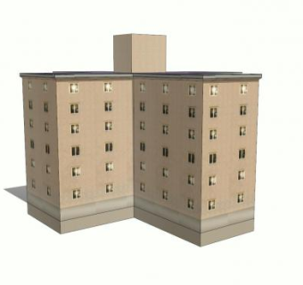 六层住宅楼建筑SU模型下载_sketchup草图大师SKP模型