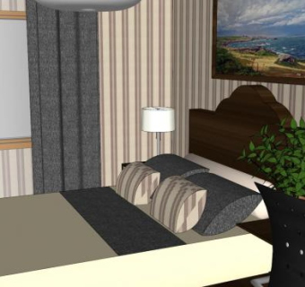 经典卧室室内装修SU模型下载_sketchup草图大师SKP模型