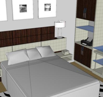 现代夫妇房间卧室SU模型下载_sketchup草图大师SKP模型