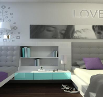 现代青少年卧室SU模型下载_sketchup草图大师SKP模型