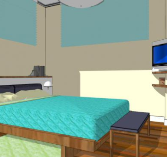 现代婚姻房间卧室SU模型下载_sketchup草图大师SKP模型
