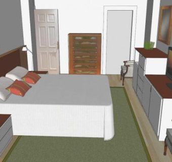马德里卧室婚姻房间SU模型下载_sketchup草图大师SKP模型
