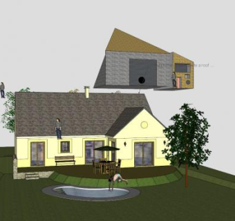 法式风格平房房屋SU模型下载_sketchup草图大师SKP模型